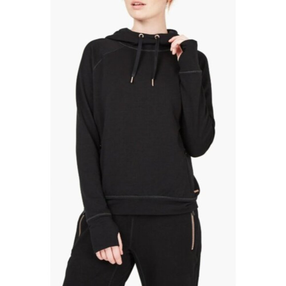 Sweaty Betty Rhythm Merino Black Hoodie Sweatshirt SZ M NEW